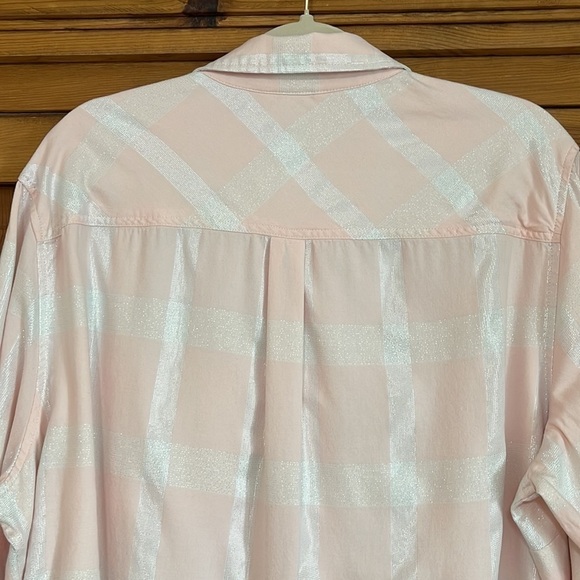 AVA ViV Plaid Pink & Silver Button Down Blouse Sz. 2X - Picture 7 of 12